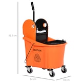 thumbnail of Reinigungswagen Wischeimer 54x41x92 cm 36 L mit Pressauswringer Rollen Trennsystem Moppstielhalter Metallgriff Orange