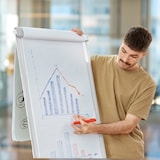 thumbnail of BRASQ Flipover - 70x100cm - Verstelbaar Whiteboard - Incl. 25 vellen papier, 4 Stiften, 8 Magneten, Wisser - met Haken - Aluminium