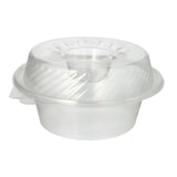 thumbnail of Feinkost- und Salatschalen mit Klappdeckel PP rund 1400 ml 11,4 cm x 22 cm x 21,5 cm transparent mit Dipfach