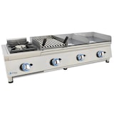 thumbnail of Cozinha modular INOX LUX WORLDMAI a gás de bancada com queimador, 2 placas de grelhar e churrasqueira basca para cozinha industrial de restauração.