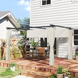 thumbnail of Outsunny pérgola con techo retráctil 4x3 m pérgola de aluminio con paredes laterales cenador con tela de poliéster anti-UV resistente al agua crema