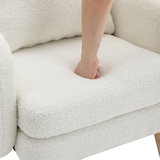 thumbnail of Merax Sessel mit Zierkissen und Massivholzbeine, Loungesessel, Einzelsessel mit Teddyplüsch, Weiß