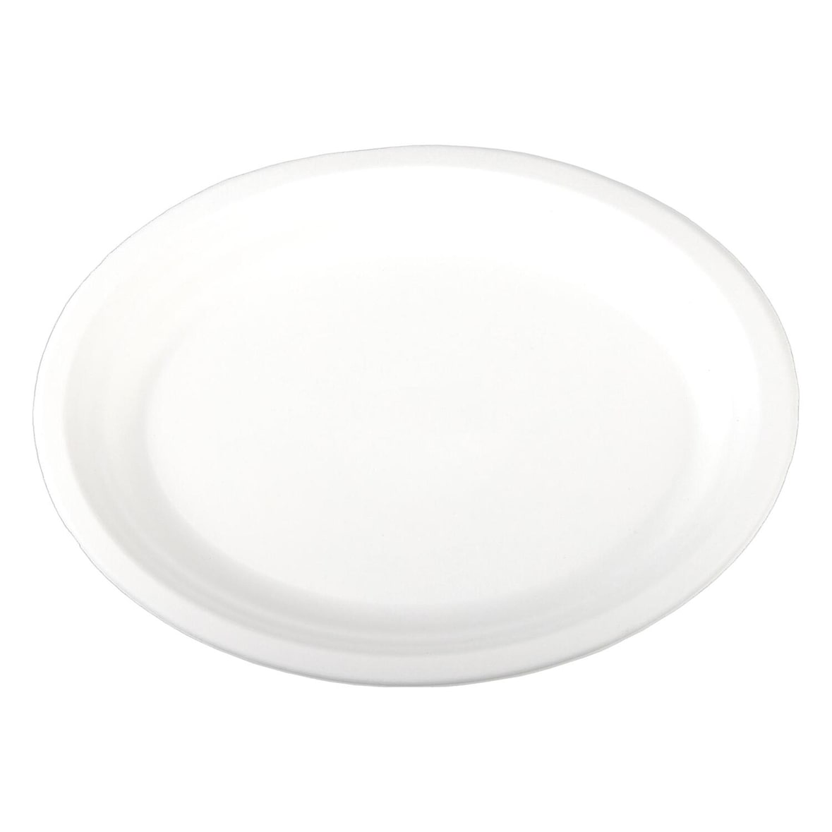 50x Platten aus Bagasse, naturweiß, oval 32x25cm, 50Stk.