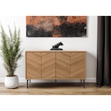 thumbnail of Aparador HWC-M50, mueble cajonera aparador alto, madera maciza mango 94x151x40cm ~ natural