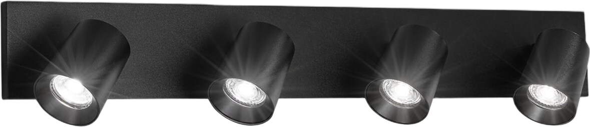 Modo 4-flammiger Deckenstrahler, Gehäuse aus Aluminiumdruckguss, schwarz, GU10-Fassung, ideal für die Innenbeleuchtung, modern