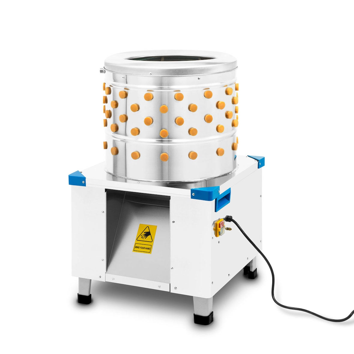 VERTES Geflügelrupfmaschine, Edelstahl, bis 180 kg/h, 550W, 106 Rupffinger, für Enten, Nassrupfmaschine, Kaltwasseranschluss