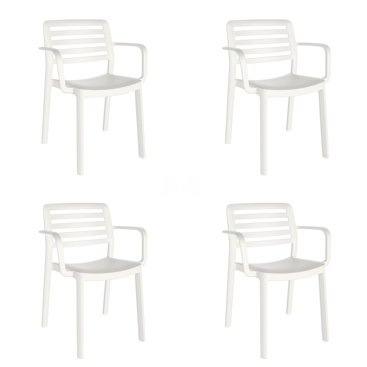 garbar WIND Set 4 Silla Con Brazos Interior, Exterior Blanco
