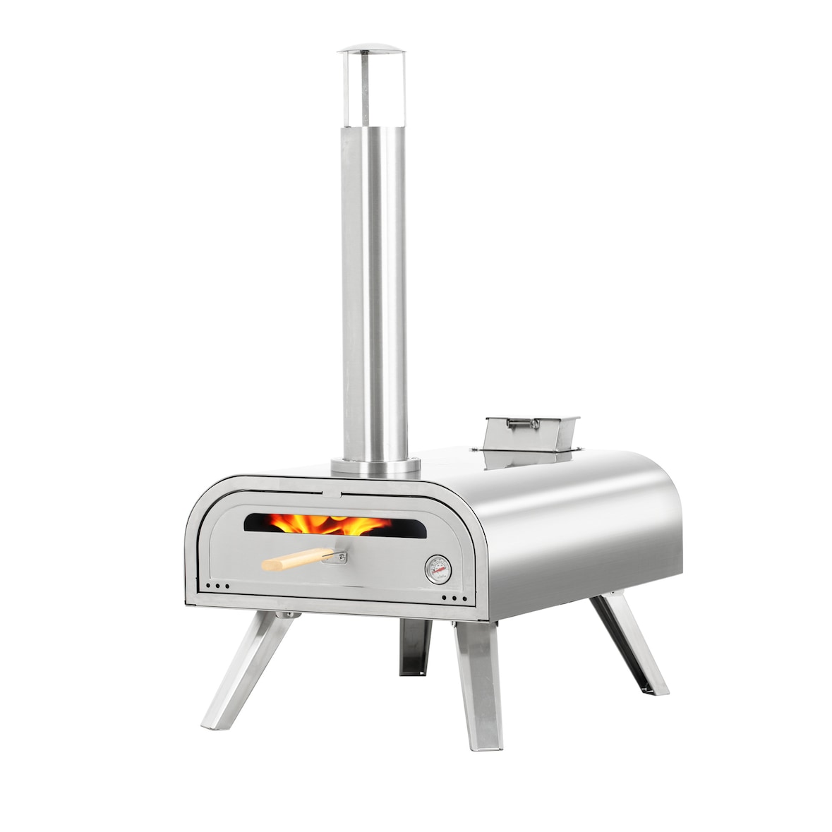 BIGHORN Pizza Pellet Oven - 16inch - Pizza oven voor Buiten - Draagbaar - Opvouwbaar - Ingebouwde Thermometer - Glazen Deur