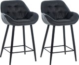thumbnail of Décoshop26 - Set aus 2 Barhockern Hochstühlen mit gepolstertem Sitz in dunkelgrauem Stoff und schwarzem Metall 10_0004166