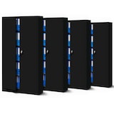 thumbnail of MegaDeal 4x Aktenschrank abschließbar KADO - 5 Ebenen, Flügeltüren | Metallschrank Werkstatt Büroschrank aus Stahl, 195x90x40cm Schwarz