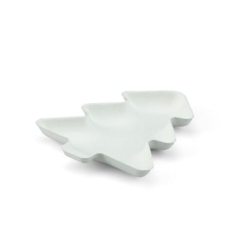 Teller aus Zuckerrohr in Weiss, Weihnachtsbaum, 140 x 115 x h 15 mm, 20 Stück