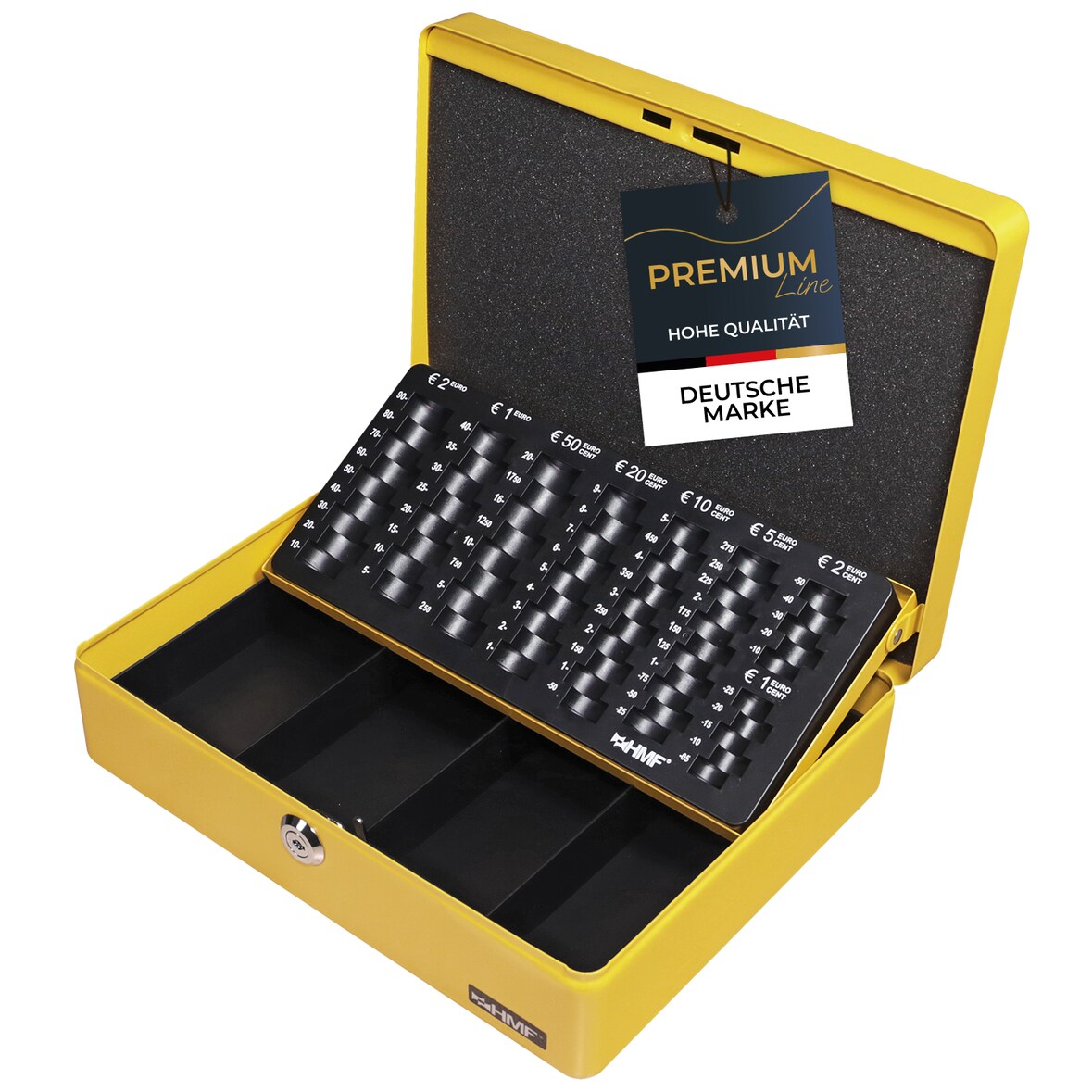 HMF 10015-17 Geldkassette mit Münzzählbrett, 30 x 24 x 9 cm, Gelb
