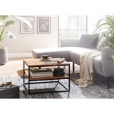 thumbnail of Couchtisch 60x60x41 cm Massivholz Metall Sofatisch Wohnzimmertisch Akazie, Stubentisch Industrial mit Stauraum, Holztisch Quadratisch Kaffeetisch