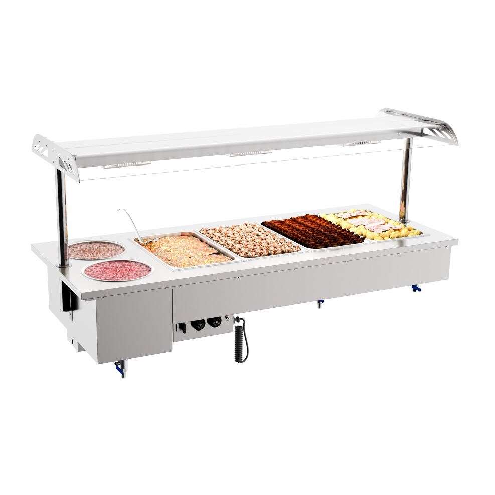 Combisteel inbouw bain-marie met 5 x GN 1/1 (2 x 17 liter diameter) gemaakt van roestvrij staal