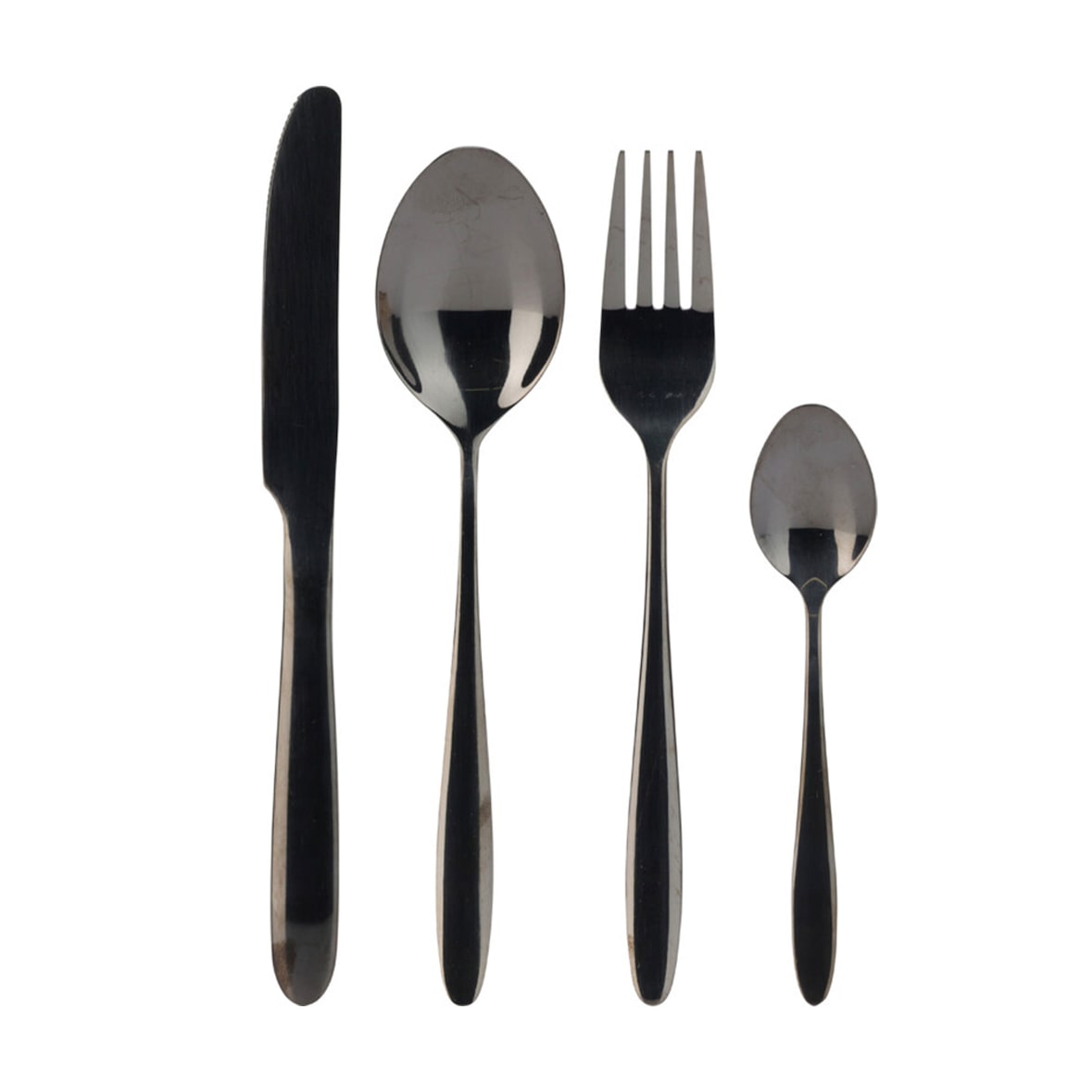 WellHome - 24-delige zwart gecoate roestvrijstalen bestekset