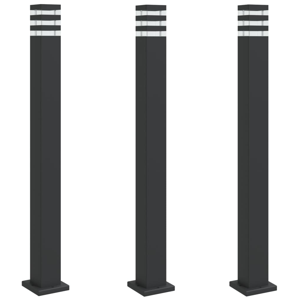 Helloshop26 - Lampadaires d'extérieur 3 pcs 110 cm aluminium noir 02_0042547