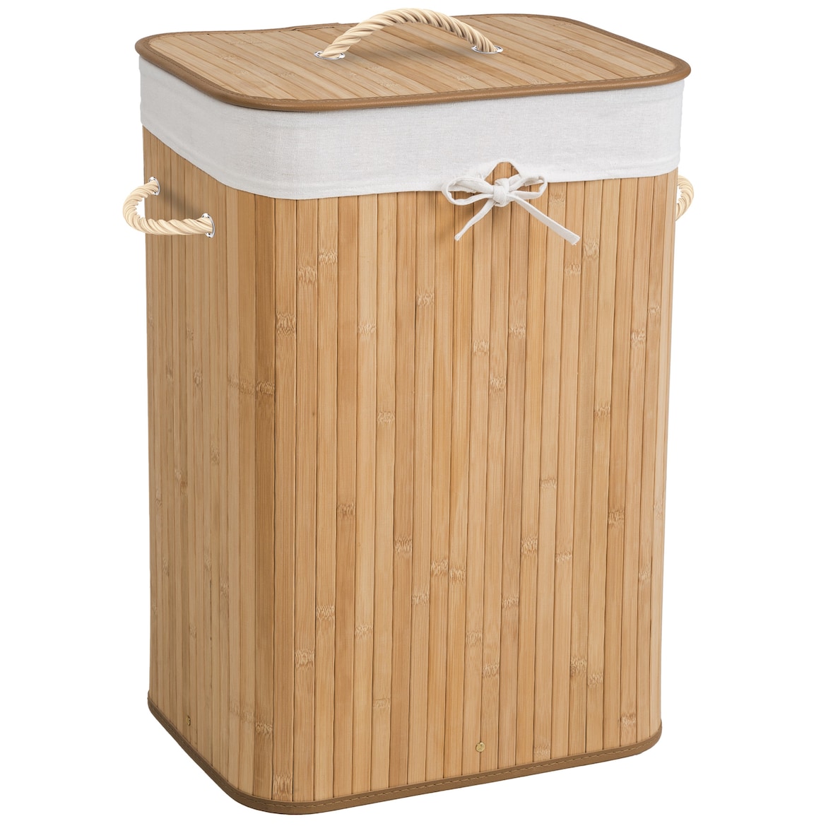 tectake Panier à linge bambou rectangulaire - 72 L, beige - 401836