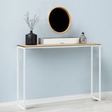 thumbnail of Consola Recibidor iCub Eco-Line 118x30x80cm Blanca en madera maciza de pino acabado envejecido estilo Industrial Box Furniture