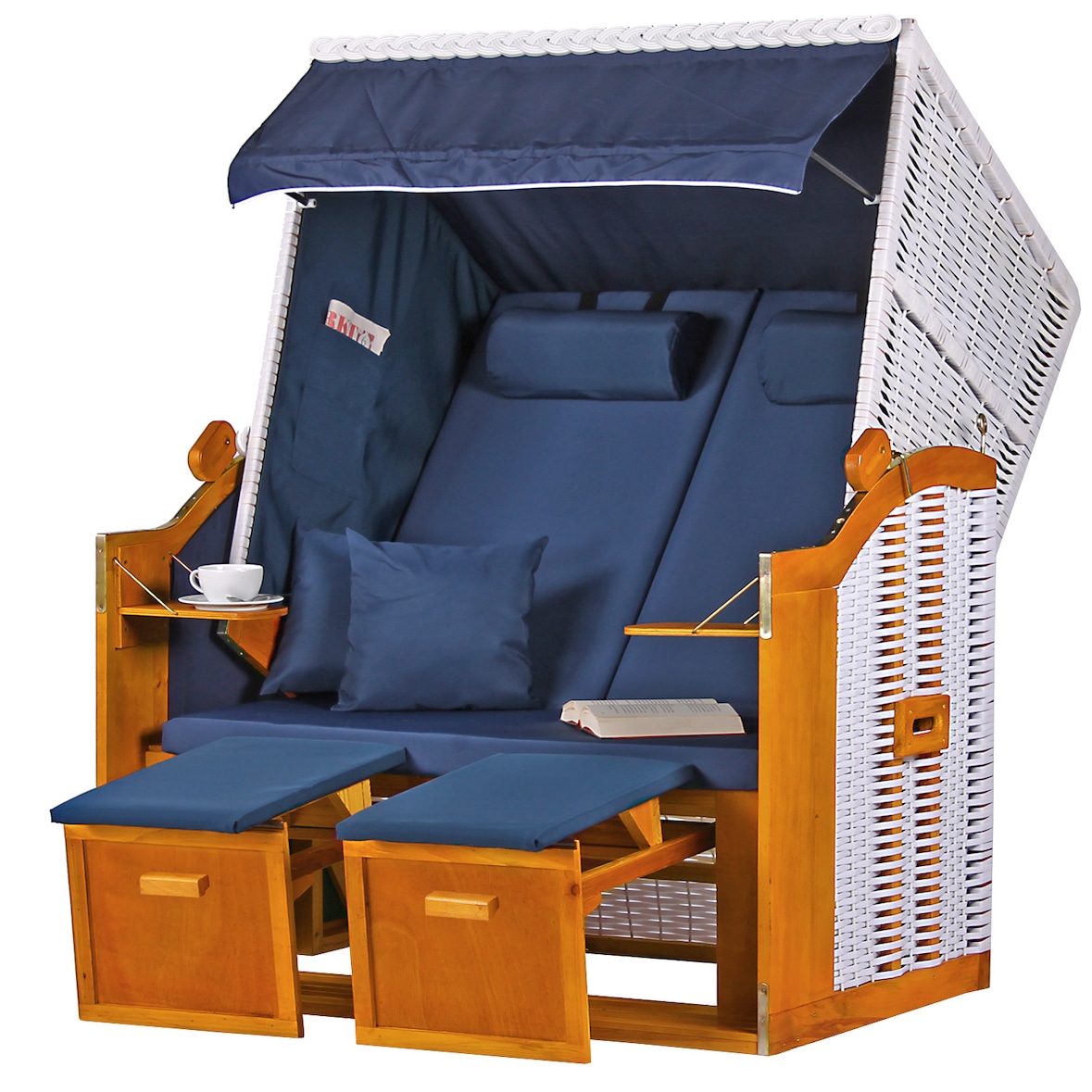 Strandkorb - bene living - Ostsee - uni/blau - PE weiß