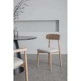 thumbnail of Chaise en bois massif naturel avec assise confortable en tissu chiné gris clair – Design moderne et élégant