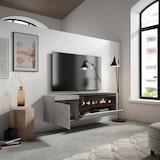 thumbnail of Wohnzimmer TV-Schrank, Viel Stauraum, 150x35x45cm, Für TV-Geräte bis 65“, Elektrischer Kamin, Hängend, Moderner Stil, Zementgrau _ 56_15