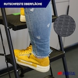 thumbnail of PROREGAL Profi-Trittleiter klappbar 3 geriffelte Stufen aus Kunststoff 106x48x70cm Traglast 150kg Stahl Schwarz Klapptritt Klappleiter Haushaltsleiter