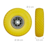 thumbnail of Relaxdays 2x Sackkarrenrad, pannensichere Vollgummireifen, 3.00-4 Zoll, 20mm Achse, bis 80 kg, 260 x 85 mm, gelb-grau