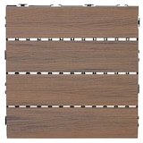 thumbnail of Pavimento in WPC HWC-E20, balcone/terrazzo effetto legno, struttura 3D lineare ~ 11x ogni 30x30cm = 1mq, marrone goffrato