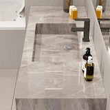 thumbnail of Badezimmer Waschbecken Set LED-Spiegel, Ablageplatte BG120 Grau 120x55cm