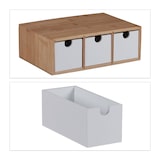 thumbnail of Relaxdays Schubladenbox, Bambus & MDF, Mini Kommode 3 Schubladen, HBT 9 x 26 x 18 cm, Schreibtisch Organizer, natur/weiß
