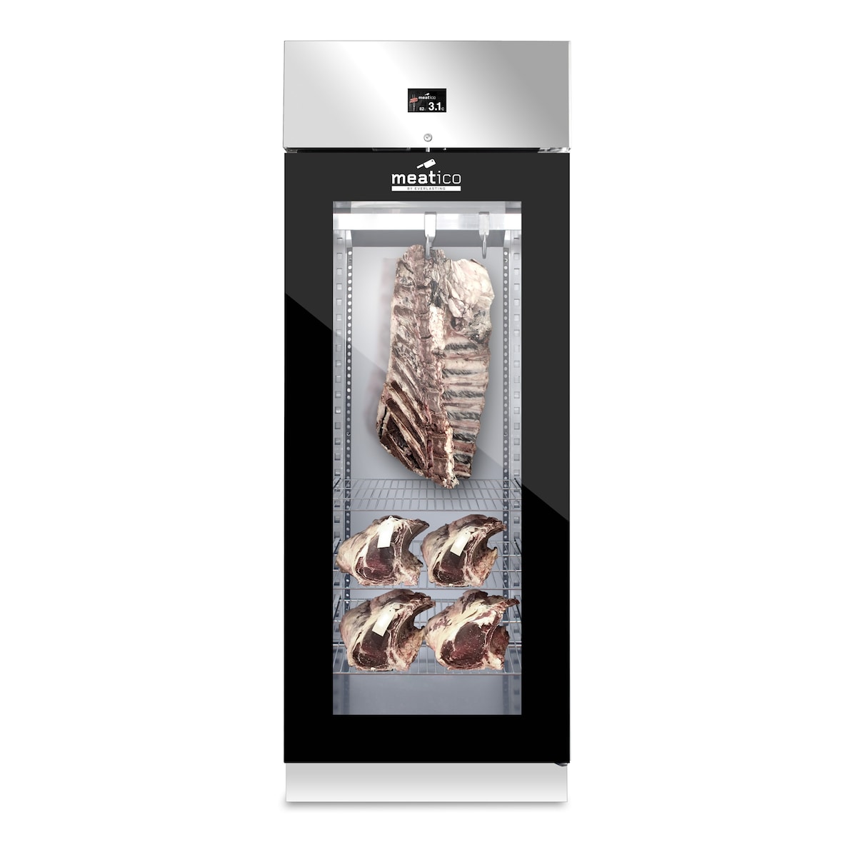 Armadio frollatura carne meatico meat 700 glass 150 kg temperatura 0°/+10° C umidità 40%-90% lampada UV AC9F01