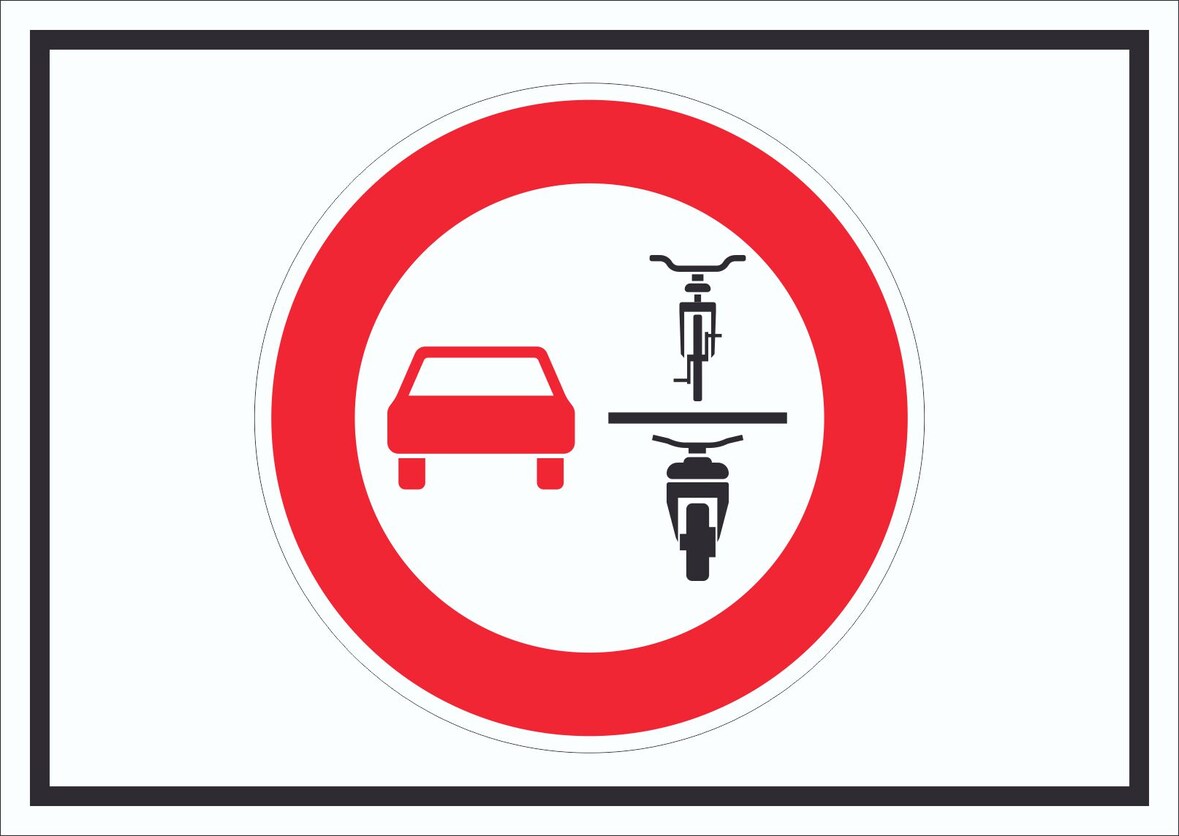 Überholverbot von einspurigen KFZ Symbol Schild A6 Rückseite selbstklebend
