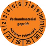 thumbnail of Dreifke® Prüfplakette Verbandmaterial geprüft,NP 27-30,orange,Dokufolie,Ø 35mm,10 St/Bogen