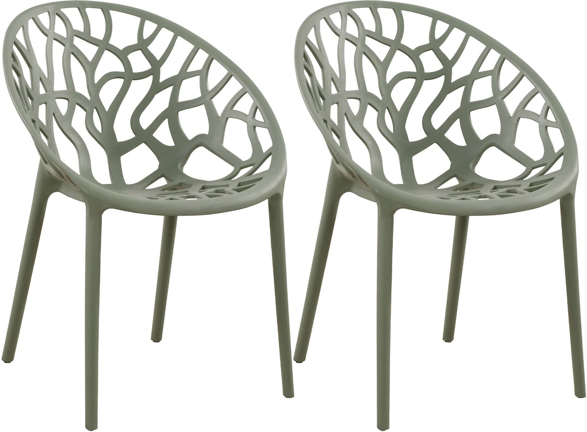 CLP Juego de 2 Sillas de Jardín Hope Plástico HBT: 80x59x60 cm oliva