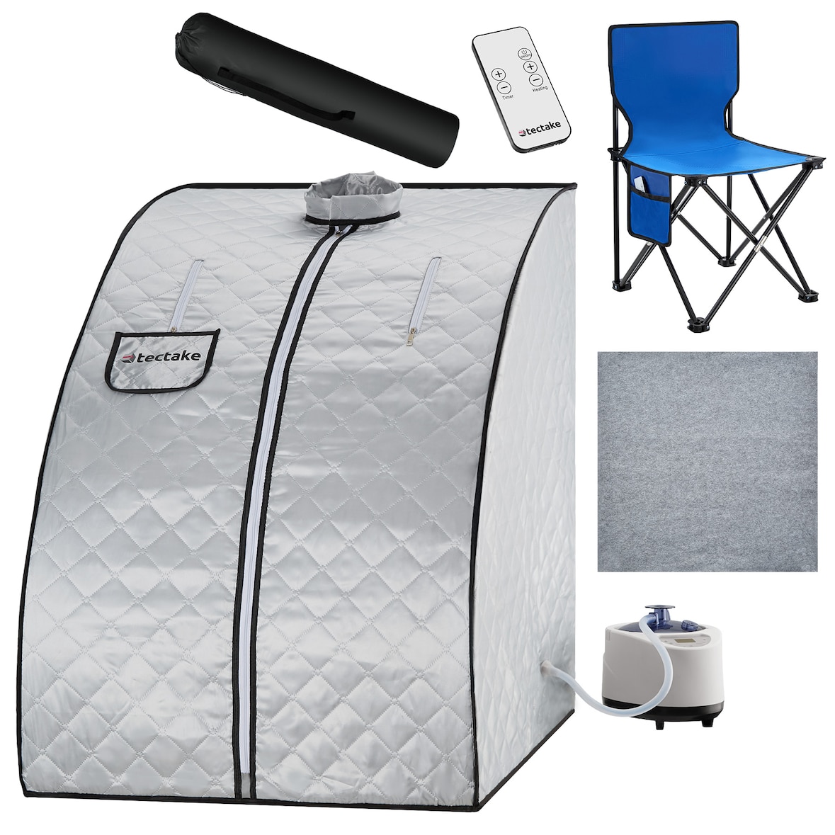 tectake Sauna de vapor móvel THERMALUXE II, 1000 W, 15 níveis de temperatura  Cinzento/Azul