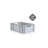 thumbnail of PROREGAL SuperSparSet 5x Eurobox NextGen Economy mit Scharnierdeckel & blauen Verschlüssen, Griffe offen, HxBxT 22x40x60cm, 44L, Eurobehälter, Box