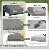 thumbnail of Merax Modulares Gartenmöbel-Set für 8 Personen, Ecksofa Sofa, Glastisch, Sessel & 2 Hockern, mit Sitzkissen & Rückenkissen, wetterfeste, Grau