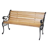 thumbnail of Tuinbank HWC-F98, parkbank houten bank, 2-zits gietijzer hout 125cm 20kg ~ lichtbruin