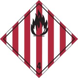 thumbnail of Gefahrzettel, Gefahrenklasse 4.1 - Entzündbare feste Stoffe, selbstzersetzliche Stoffe - 150x150 mm Folie selbstklebend