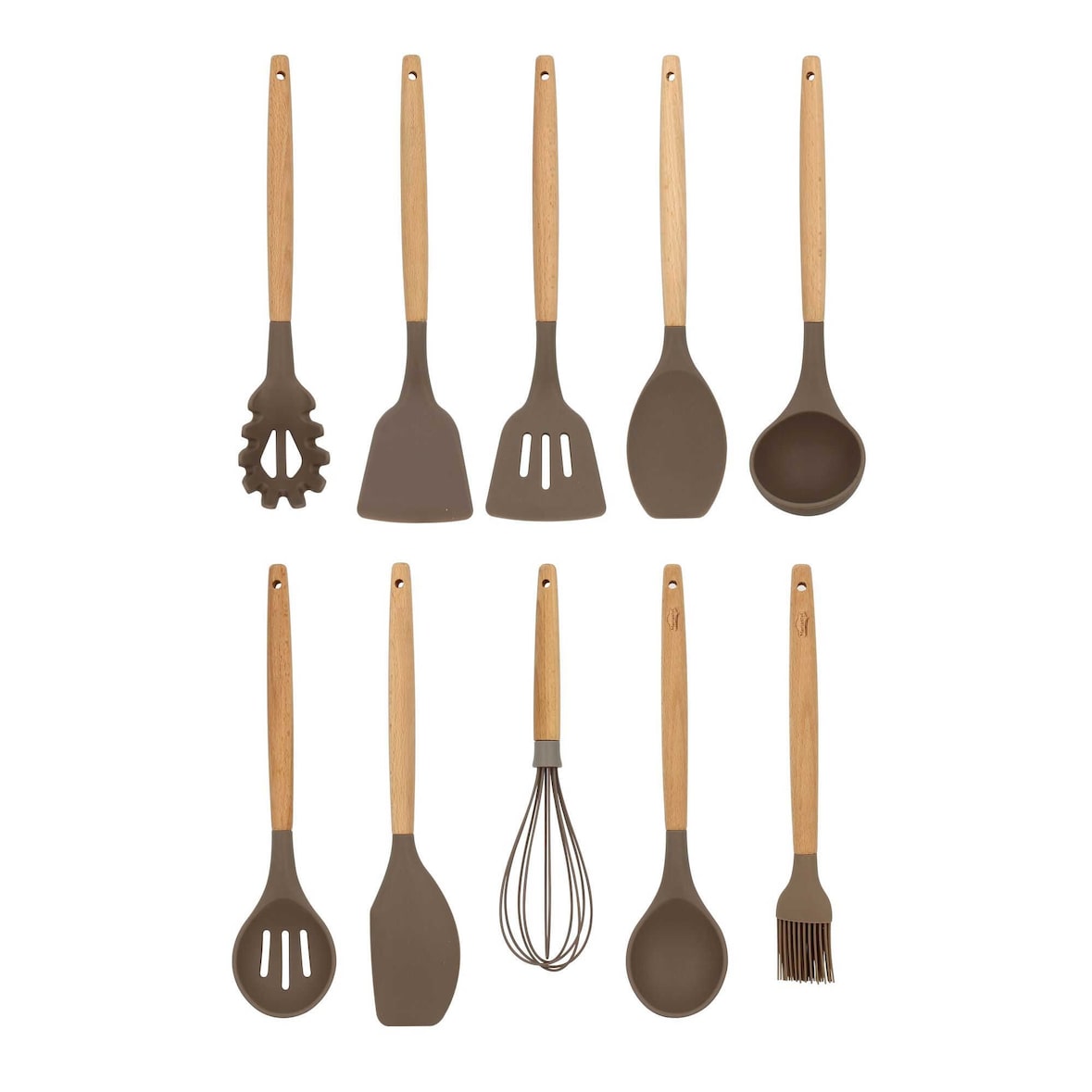 Menastyl - Set 10 ustensiles eliott silicone manche en bois