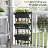 thumbnail of Pflanzkübel vertikal 56x42x100 cm mit 3 Ebenen und Entwässerungslöchern, wetterfester Kunststoff mit Stahlrahmen, Dunkelgrau