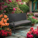 thumbnail of Relaxdays Gartenbank mit Sitzkissen, Holzoptik, HBT: 78 x 118 x 66 cm, 2-Sitzer, stabile Balkonbank, Sitzbank, grau