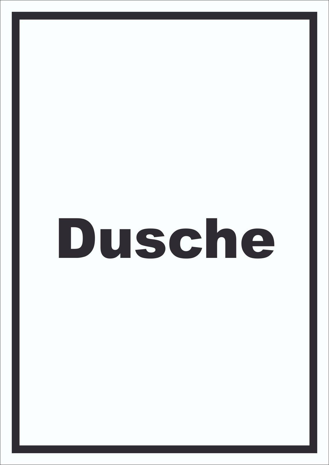 Dusche Schild mit Text waschen Hygiene hochkant A3 Rückseite selbstklebend