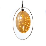 thumbnail of LED Glaskugel im Ring Deko Kugel Juteseil beleuchtet Timer D:26cm gold