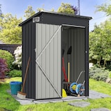 thumbnail of COSTWAY Metall-Gartenhaus, 150 x 90,5 x 185 cm, 1,5 m³, Geräteschuppen mit Pultdach und Tür, abschließbar