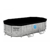 thumbnail of Piscina elevada con ojo de buey 4,27x25 x10m Efecto Piedra Gris - Piscina tubular ovalada + Escalera, Bomba + Cubierta 4 estaciones Bestway