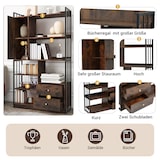 thumbnail of Bücherregal 173x100x30 cm mit Türen und Schubladen in Schwarz Braun, industrieller Stil für Wohnzimmer und Arbeitszimmer