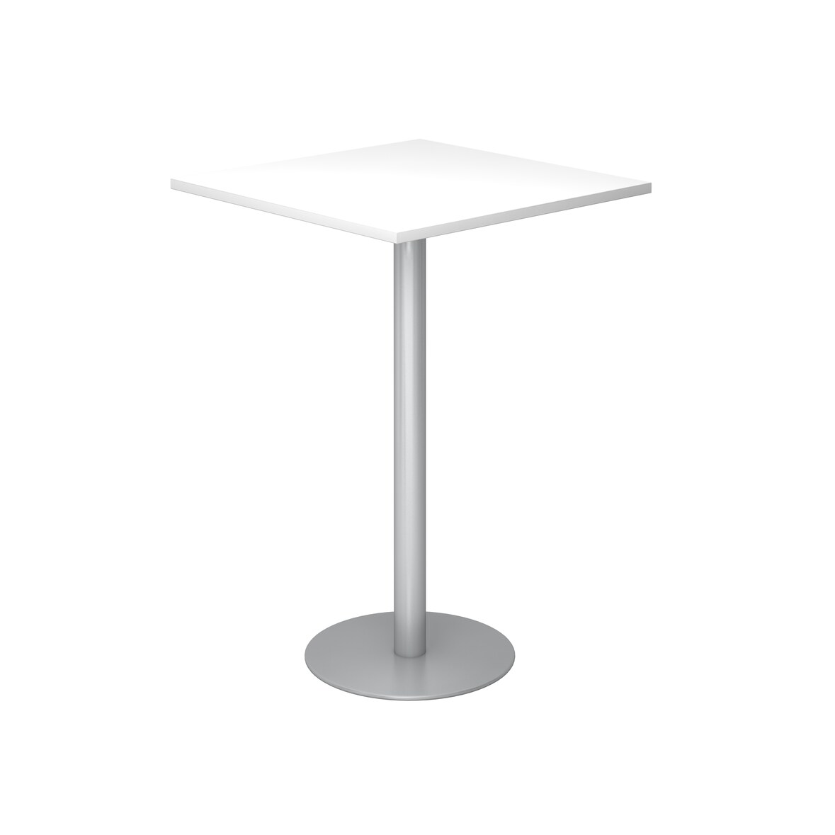 Hammerbacher-Stehtisch 80x80cm Weiß/Silber-VSTH88/W/S