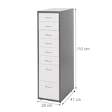 thumbnail of Décoshop26 - Büroschrank mit 8 Schubladen auf Rollen 110 x 28 x 41 cm dunkelgrau/weiß-schwarzer Stahl 04_0004359