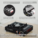 thumbnail of EVOCAMP Gaskocher 1-flammig mit Grillplatte BBQ inkl. Tragekoffer für 227g Gaskartuschen – Ideal für Kochen unterwegs